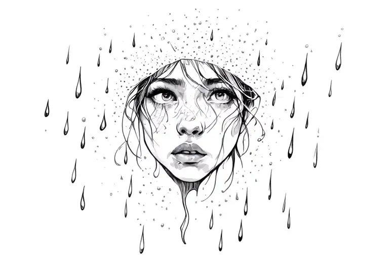 a short tattoo of rain showing emotions with some meaningful elements  tattoo design idea