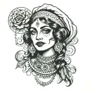 hollow eyed gypsy woman tattoo design idea