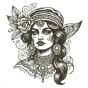 hollow eyed gypsy woman tattoo design idea