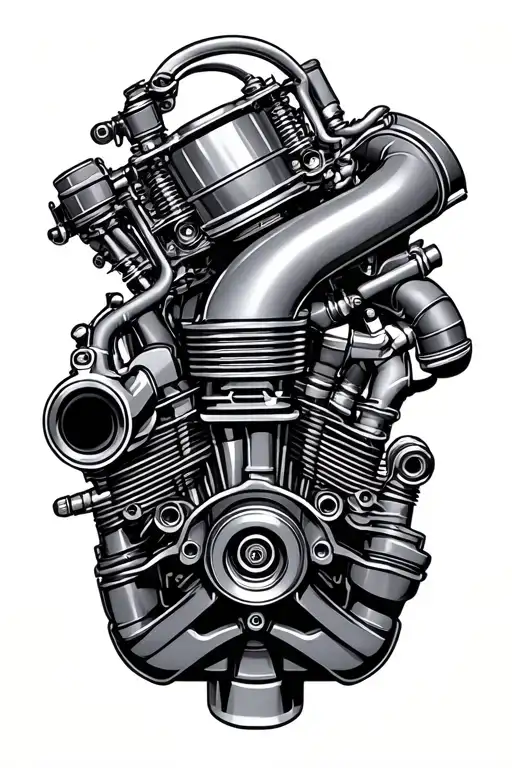 racecarparts turbo engine tattoo design idea