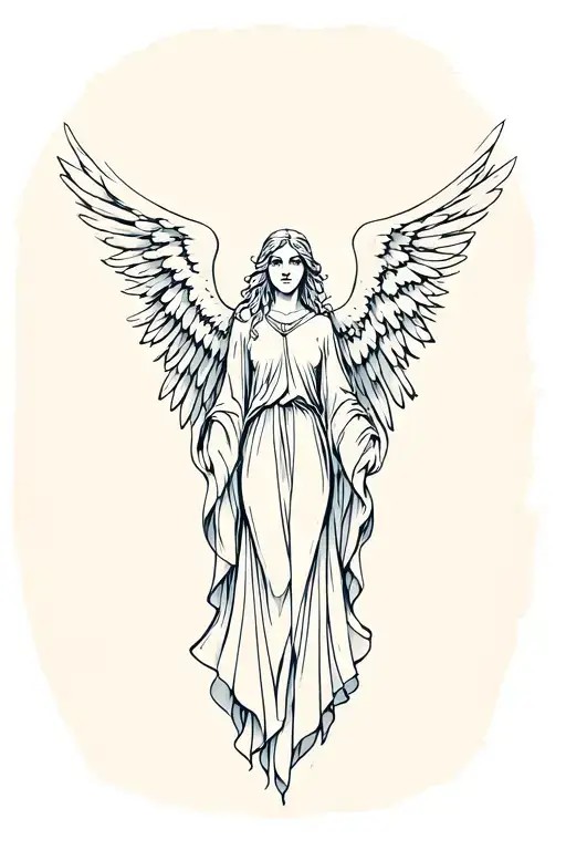 angel protector tattoo design idea