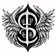 Back tattoo with an angel wing on the left, a devil wing on the right, and the sing (神) in the middle tattoo design idea