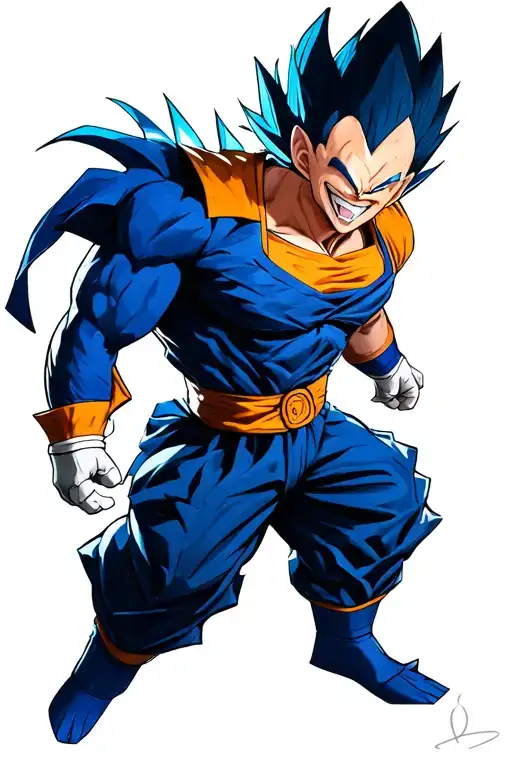 majin vegeta badass smile tattoo design idea