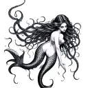 mermaid full body tentacles tattoo design idea