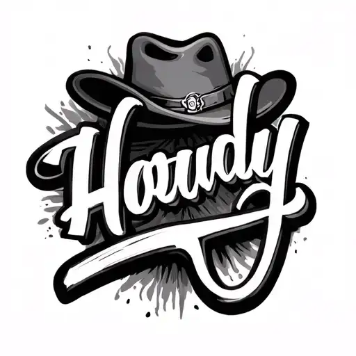 "howdy" in cursive letters tattoo design idea