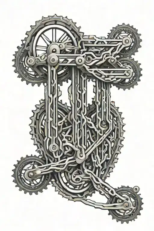barley growing around a length of bicycle chain (not the full bike) tattoo design idea