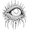azathoth lovecraft eye poking out of crown of spikes rounding it with black gaps as eyes  tattoo design idea