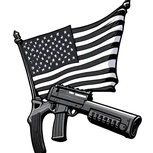 American flag and rifle  tattoo design idea