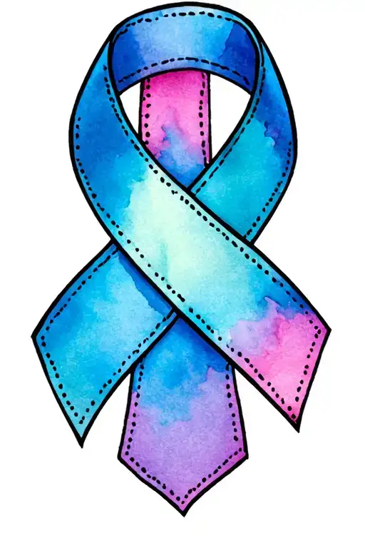 ribbon honoring lymphoma, breast cancer, and colon cancer tattoo design idea