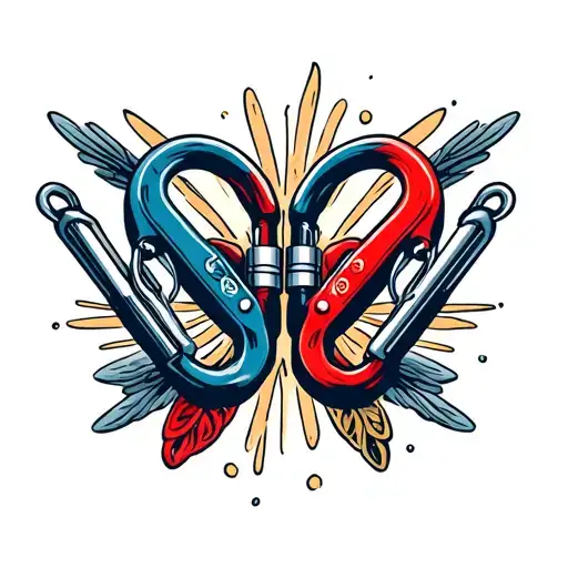 carabiners clipped to each other tattoo design idea