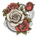 a tattoo of a rose with writing that says forever & always in cursive and the name Nancy written at the top in cursive  tattoo design idea