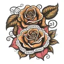 a tattoo of a rose with writing that says forever & always in cursive and the name Nancy written at the top in cursive  tattoo design idea