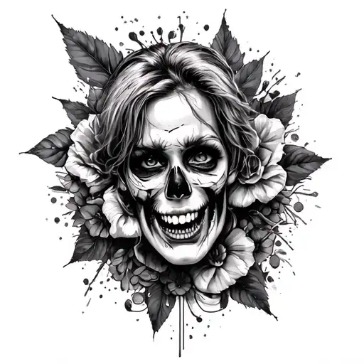 Tattoo Concept – Full Calf Sleeve (Black & Grey / Stipple Shading)Theme: Emo-punk collage with attitude, emotion, and l tattoo design idea