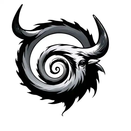 Fibonacci spiral with bull and brar tattoo design idea