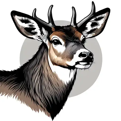 white tail deer head tattoo design idea