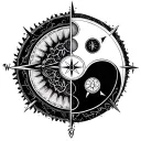 Yin Yang Compass tattoo design idea