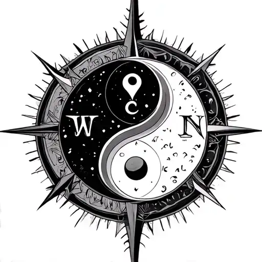 Yin Yang Compass tattoo design idea