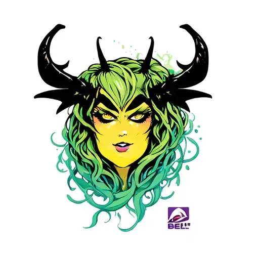 Taco Bell Baja Blast Succubus Cyber sigilism womb trampstamp tattoo design idea