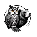 Bear And Owl tattoo design idea