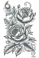 peony, art nouveau tattoo design idea