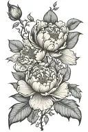 peony, art nouveau tattoo design idea
