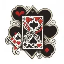playing cards 7 of hearts and 4 of diamonds on top of eachother tattoo design idea