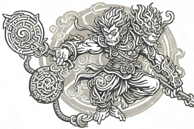 sun wukong full body shaped like tattoo design idea