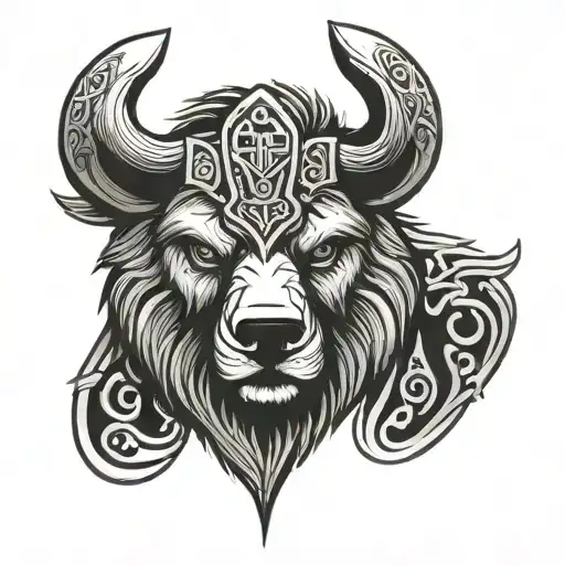 runic viking bear head tattoo design idea