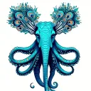 octopus peacock elephant tattoo design idea