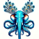 octopus peacock elephant tattoo design idea