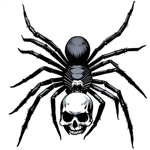 black widow spider with skulls surrounded tattoo design idea