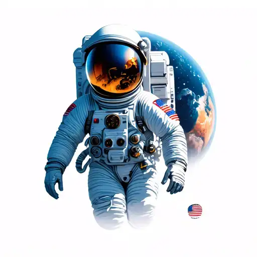 Astronaut in space tattoo design idea