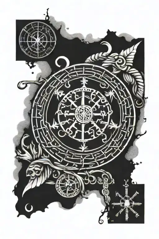 vegvisir viking compass tattoo design idea