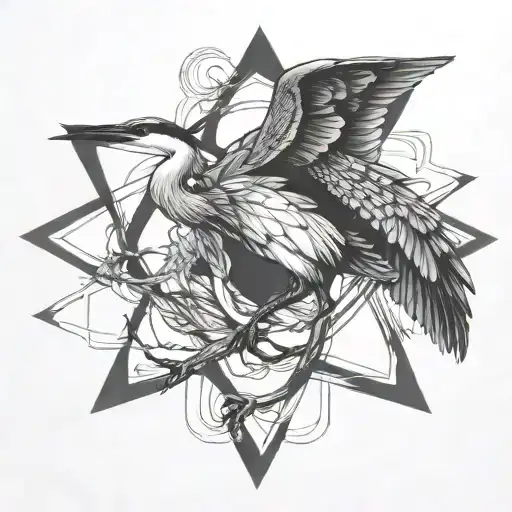 flying heron flying tattoo design idea