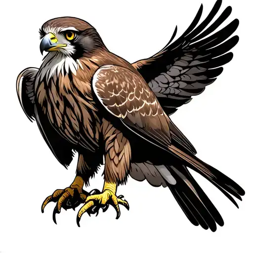 red tailed hawk perched tattoo design idea