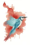 bluejay, cardinal and hummingbird feeding tattoo design idea