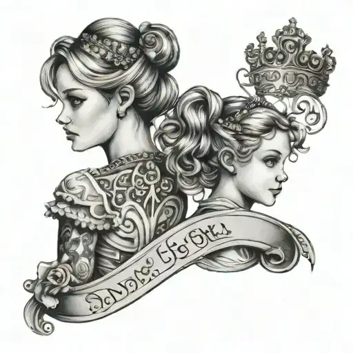 daddy's little girl and princes tattoo design idea