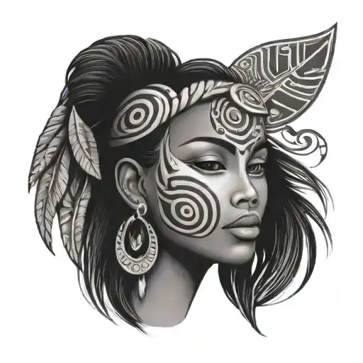 feminine Puerto Rican Taino tribal tattoo tattoo design idea