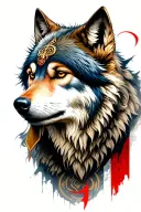 turkish warrior and wolf tattoo design idea