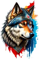 turkish warrior and wolf tattoo design idea
