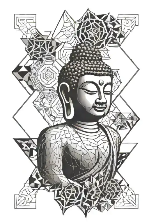 buddha sacred geometry tattoo design idea