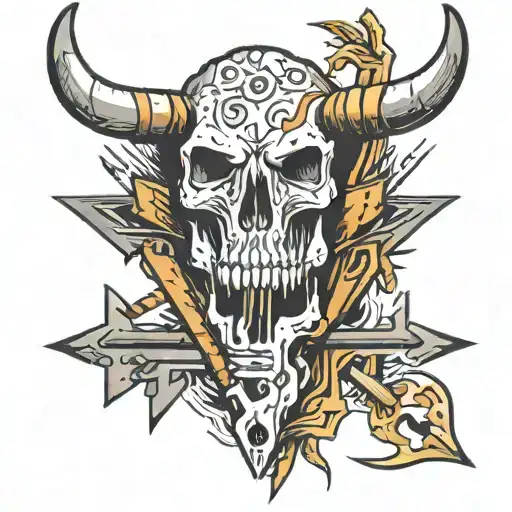 arrows and cattle skull tattoo design idea