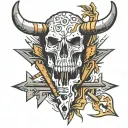 arrows and cattle skull tattoo design idea
