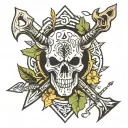 arrows and cattle skull tattoo design idea