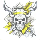 arrows and cattle skull tattoo design idea