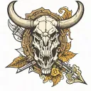 arrows and cattle skull tattoo design idea