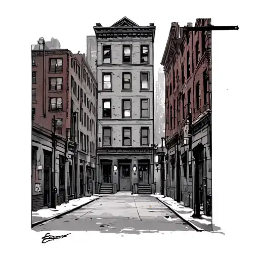 Gotham City alleyway representing tattoo design idea