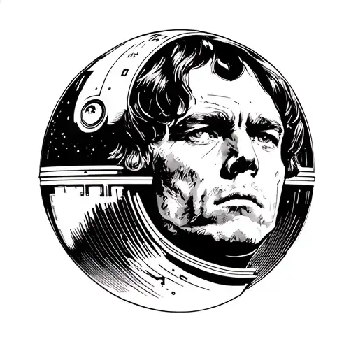 deathstar, Luke Skywalker gazing tattoo design idea