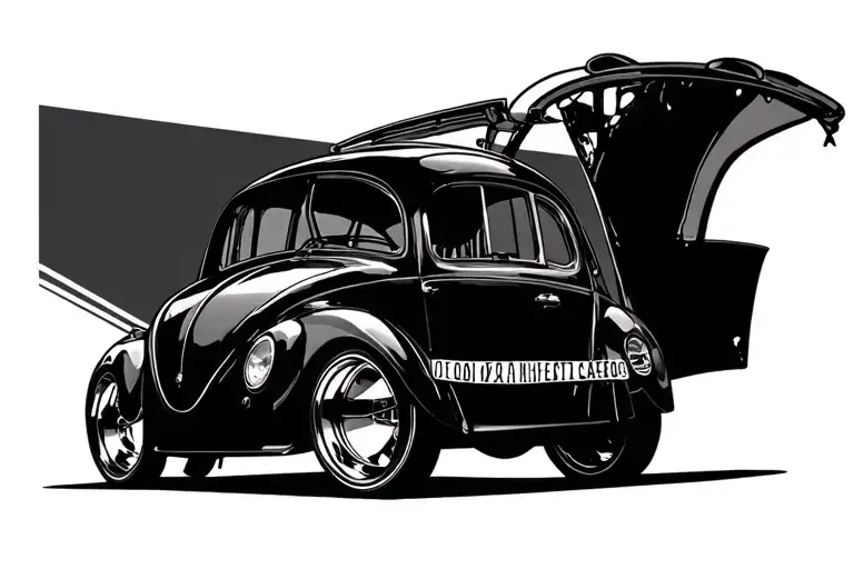 lowered volkswagen beetle tattoo design idea