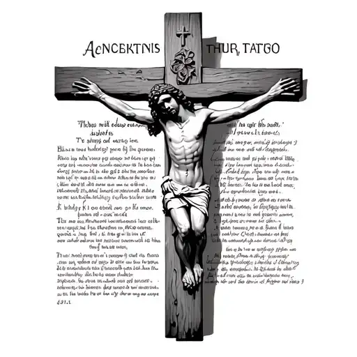 Jesus on cross with Bible verse tattoo design idea